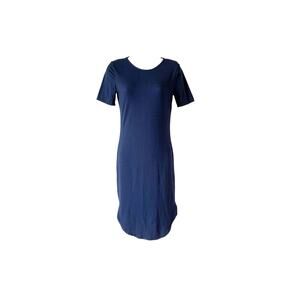 Yelete Women's Short Sleeve Crew Neck Midi Bodycon Pencil Fitted Dress Blue 2XL